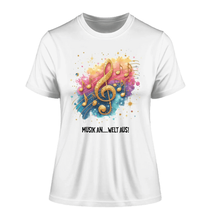 25 Motive zur Auswahl • Fantasy Music Notes • Noten • Musik • Ladies Premium T-Shirt XS - 2XL aus Bio - Baumwolle für Damen • Exklusivdesign • personalisiert • Motivauswahl von HalloGeschenk.de