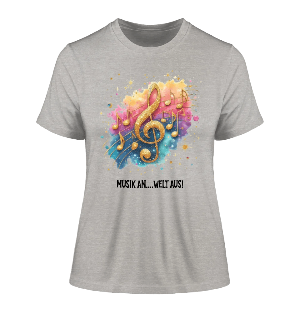 25 Motive zur Auswahl • Fantasy Music Notes • Noten • Musik • Ladies Premium T-Shirt XS - 2XL aus Bio - Baumwolle für Damen • Exklusivdesign • personalisiert • Motivauswahl von HalloGeschenk.de