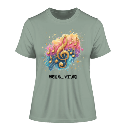 25 Motive zur Auswahl • Fantasy Music Notes • Noten • Musik • Ladies Premium T-Shirt XS - 2XL aus Bio - Baumwolle für Damen • Exklusivdesign • personalisiert • Motivauswahl von HalloGeschenk.de