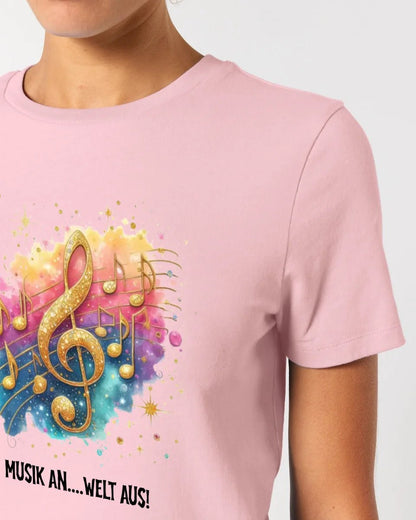 25 Motive zur Auswahl • Fantasy Music Notes • Noten • Musik • Ladies Premium T-Shirt XS - 2XL aus Bio - Baumwolle für Damen • Exklusivdesign • personalisiert • Motivauswahl von HalloGeschenk.de