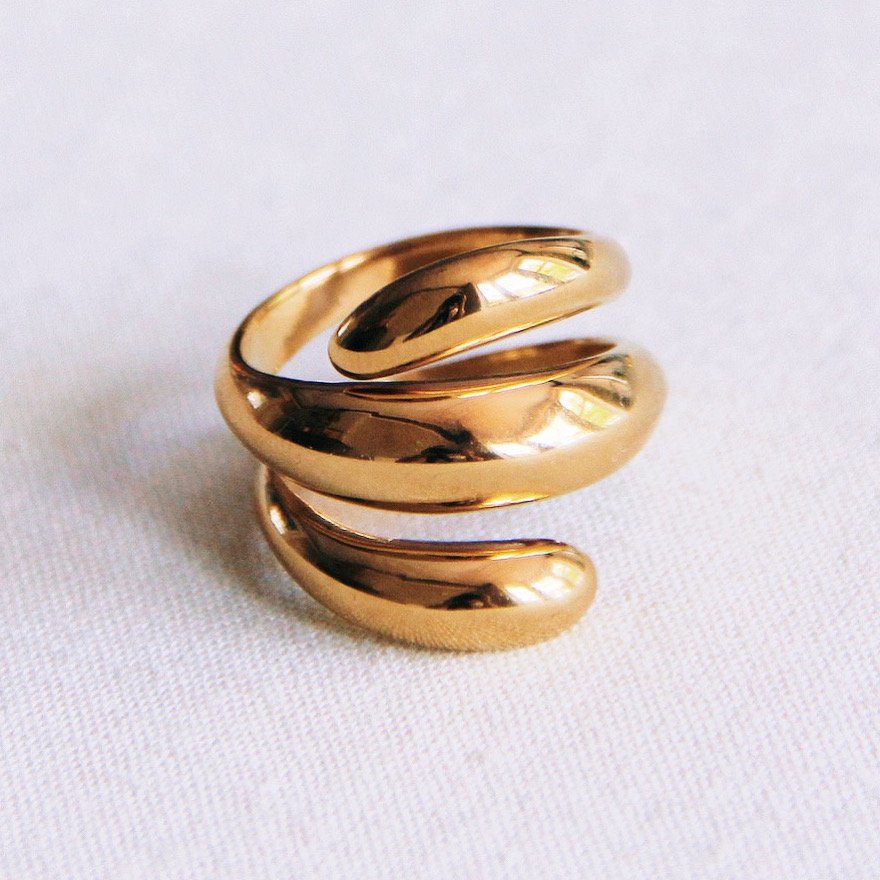 Statement-Ring „Spirale“ aus Edelstahl – Gold