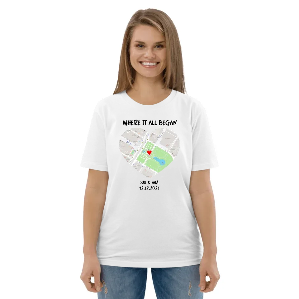 Heart • Maps • customizable • Unisex Organic Cotton T-Shirt | Stanley/Stella for U.S. customers