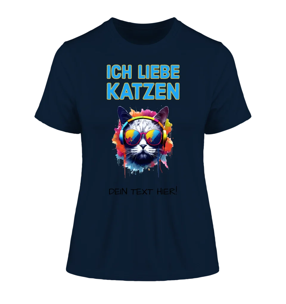 Wähle die Katze (mit Motivauswahl + Text) • Ladies Premium T-Shirt XS-2XL aus Bio-Baumwolle für Damen • Exklusivdesign • personalisiert