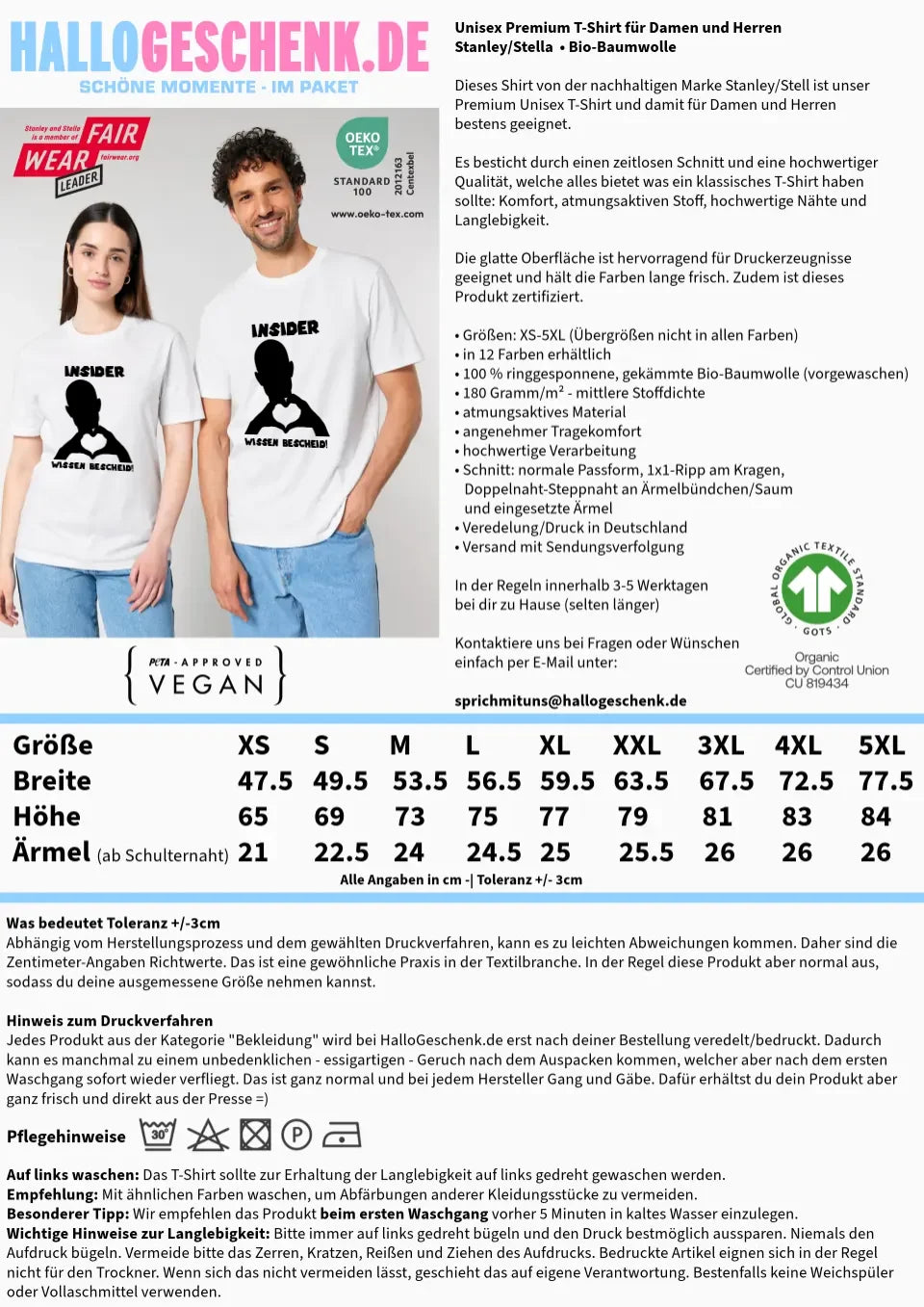 Keine Frage, ich liebe Dich auch! • personalisierbarer / personalisierter Text • Unisex Premium T-Shirt XS-5XL aus Bio-Baumwolle für Damen & Herren • Exklusivdesign • personalisiert