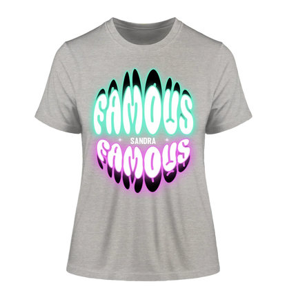 FAMOUS + Name • Woman • personalized text • Ladies Premium T-Shirt XS-2XL made of organic cotton for women • Exclusive design • personalized • choice of motifs • customizable