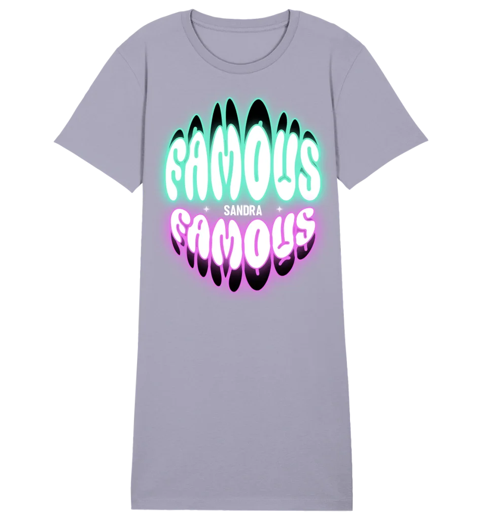 FAMOUS + Name • Women • Woman • Ladies Premium T-Shirt Dress made of organic cotton S-2XL • Exclusive design • personalized