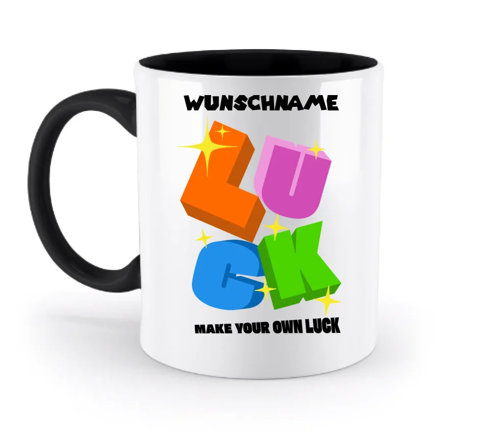 Luck + dein Name • zweifarbige Tasse (spülmaschinengeeignet) • Exklusivdesign • personalisiert