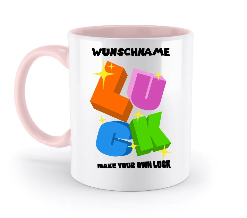 Luck + dein Name • zweifarbige Tasse (spülmaschinengeeignet) • Exklusivdesign • personalisiert