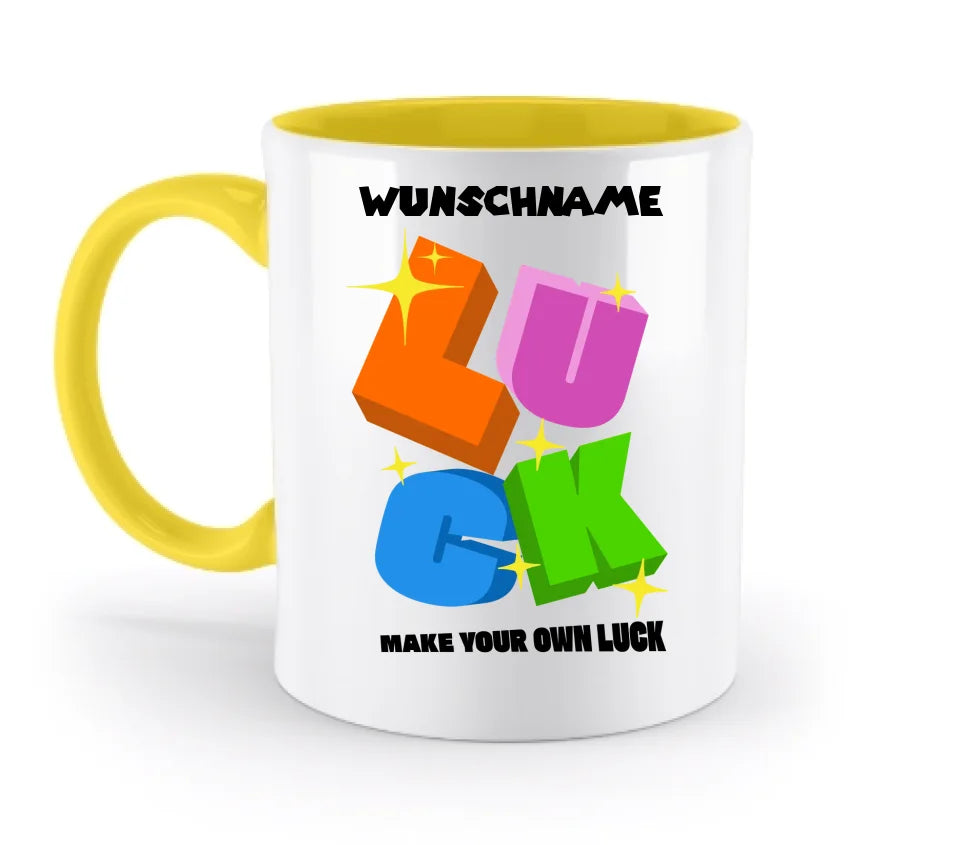 Luck + dein Name • zweifarbige Tasse (spülmaschinengeeignet) • Exklusivdesign • personalisiert