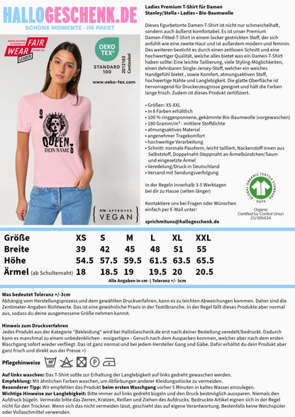 Poker Queen + dein Name • Ladies Premium T-Shirt XS-2XL aus Bio-Baumwolle für Damen • Exklusivdesign • personalisiert