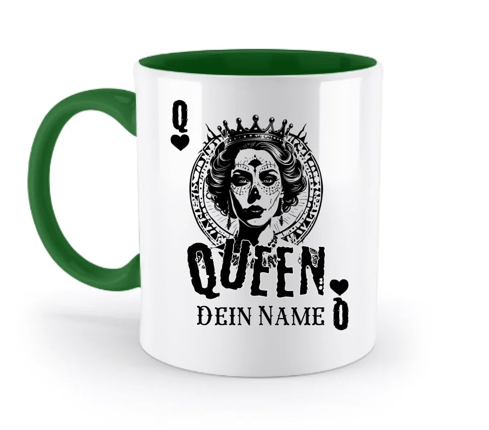 Poker Queen + dein Name • zweifarbige Tasse (spülmaschinengeeignet) • Exklusivdesign • personalisiert