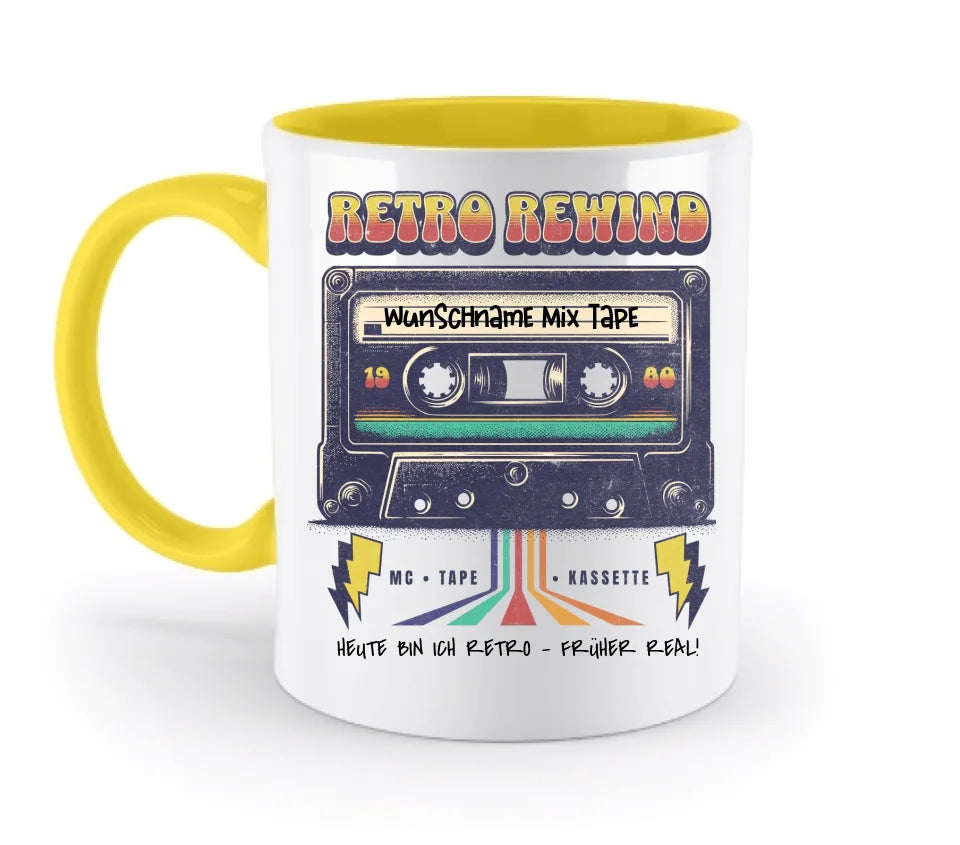 Retro MC 1960 bis 1999 + Wunschtext • zweifarbige Tasse (spülmaschinengeeignet) • Exklusivdesign • personalisiert