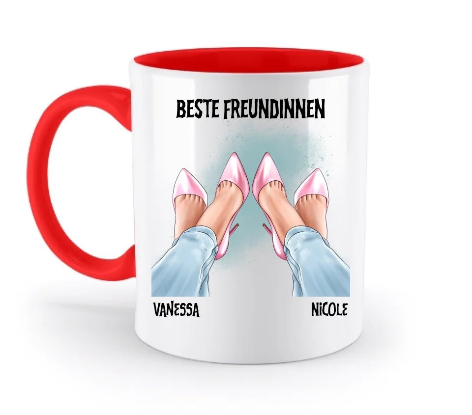 Beste Freundinnen Beine • zweifarbige Tasse • Exklusivdesign • personalisiert von HalloGeschenk.de