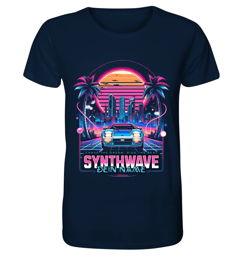 Dein Name • Synthwave • Retro • 80s • Cyberpunk • Unisex Premium T-Shirt XS - 5XL aus Bio - Baumwolle für Damen & Herren • Exklusivdesign • personalisiert von HalloGeschenk.de