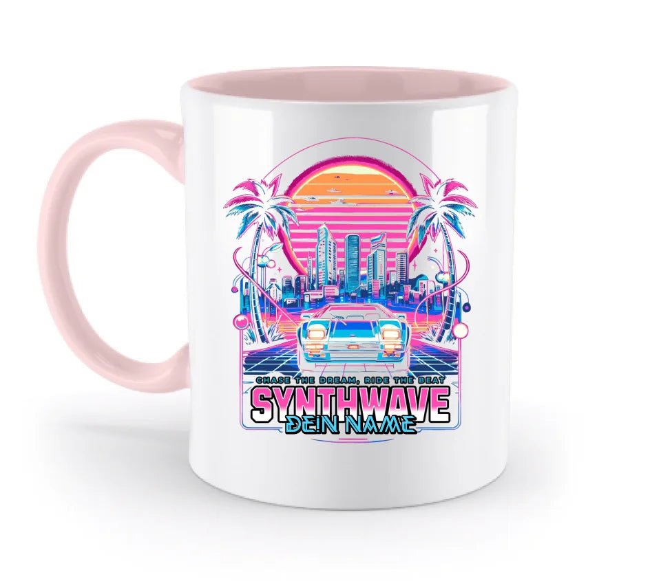 Dein Name • Synthwave • Retro • 80s • Cyberpunk • zweifarbige Tasse (spülmaschinengeeignet) • Exklusivdesign • personalisiert von HalloGeschenk.de