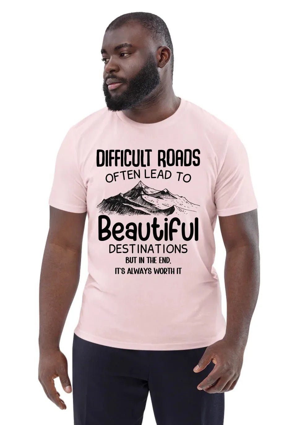 Difficult roads • customizable • Unisex Organic Cotton T-Shirt | Stanley/Stella for U.S. customers von HalloGeschenk.de