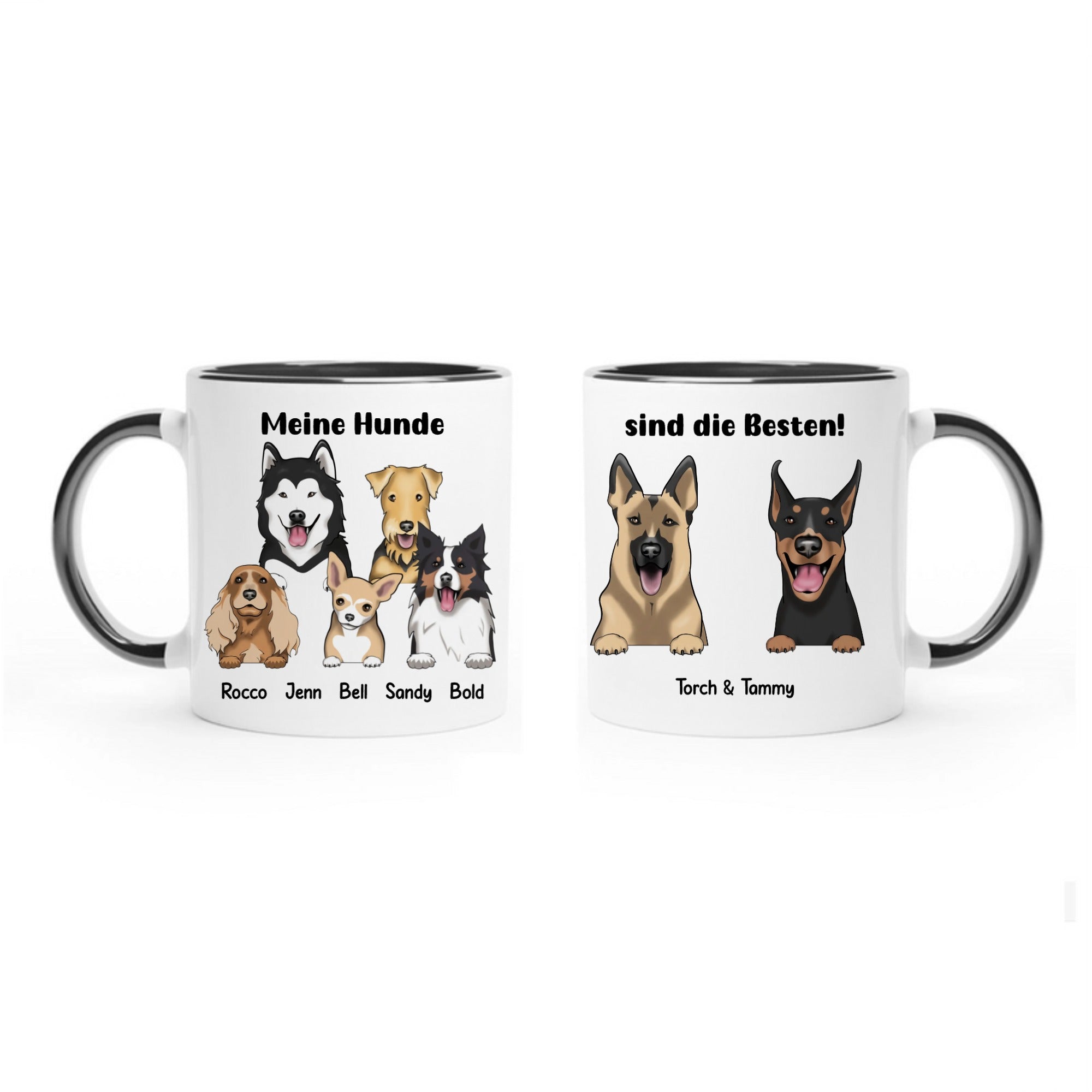 Gestalte 1-5 Hunde inkl. Text • zweifarbige Tasse spülmaschinengeeignet