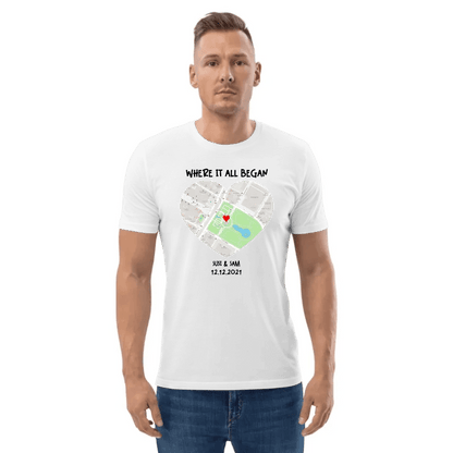 Heart • Maps • customizable • Unisex Organic Cotton T-Shirt | Stanley/Stella for U.S. customers von HalloGeschenk.de