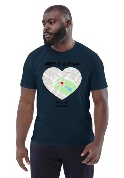 Heart • Maps • customizable • Unisex Organic Cotton T-Shirt | Stanley/Stella for U.S. customers von HalloGeschenk.de