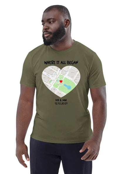 Heart • Maps • customizable • Unisex Organic Cotton T-Shirt | Stanley/Stella for U.S. customers von HalloGeschenk.de