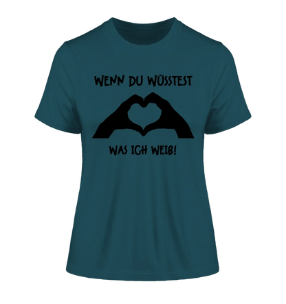 Keine Frage, ich liebe Dich auch! • Frau • Hände • personalisierter Text • Ladies Premium T-Shirt XS - 2XL aus Bio - Baumwolle für Damen • Exklusivdesign • personalisiert • Motivauswahl • personalisierbar von HalloGeschenk.de