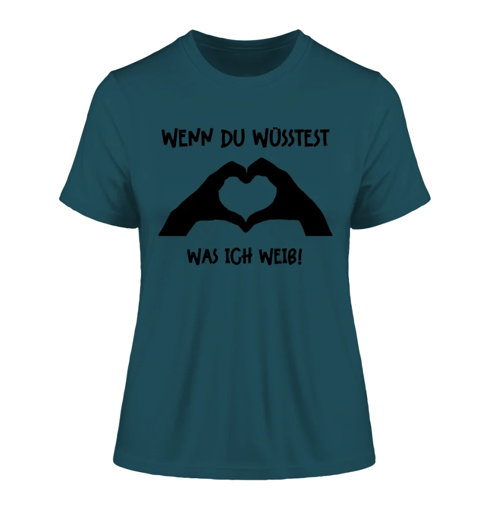 Keine Frage, ich liebe Dich auch! • Frau • Hände • personalisierter Text • Ladies Premium T-Shirt XS - 2XL aus Bio - Baumwolle für Damen • Exklusivdesign • personalisiert • Motivauswahl • personalisierbar von HalloGeschenk.de