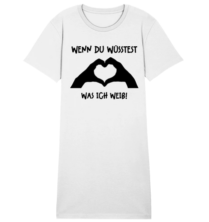 Keine Frage, ich liebe Dich auch! • Hände • personalisierter Text • Ladies Premium T-Shirt Kleid aus Bio - Baumwolle S - 2XL • Exklusivdesign • personalisiert von HalloGeschenk.de