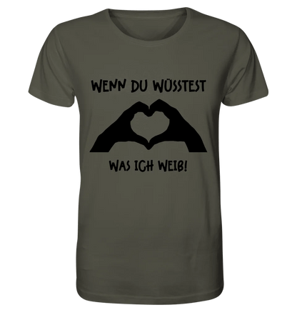 Keine Frage, ich liebe Dich auch! • Hände • personalisierter Text • Unisex Premium T-Shirt XS - 5XL aus Bio - Baumwolle für Damen & Herren • Exklusivdesign • personalisiert von HalloGeschenk.de