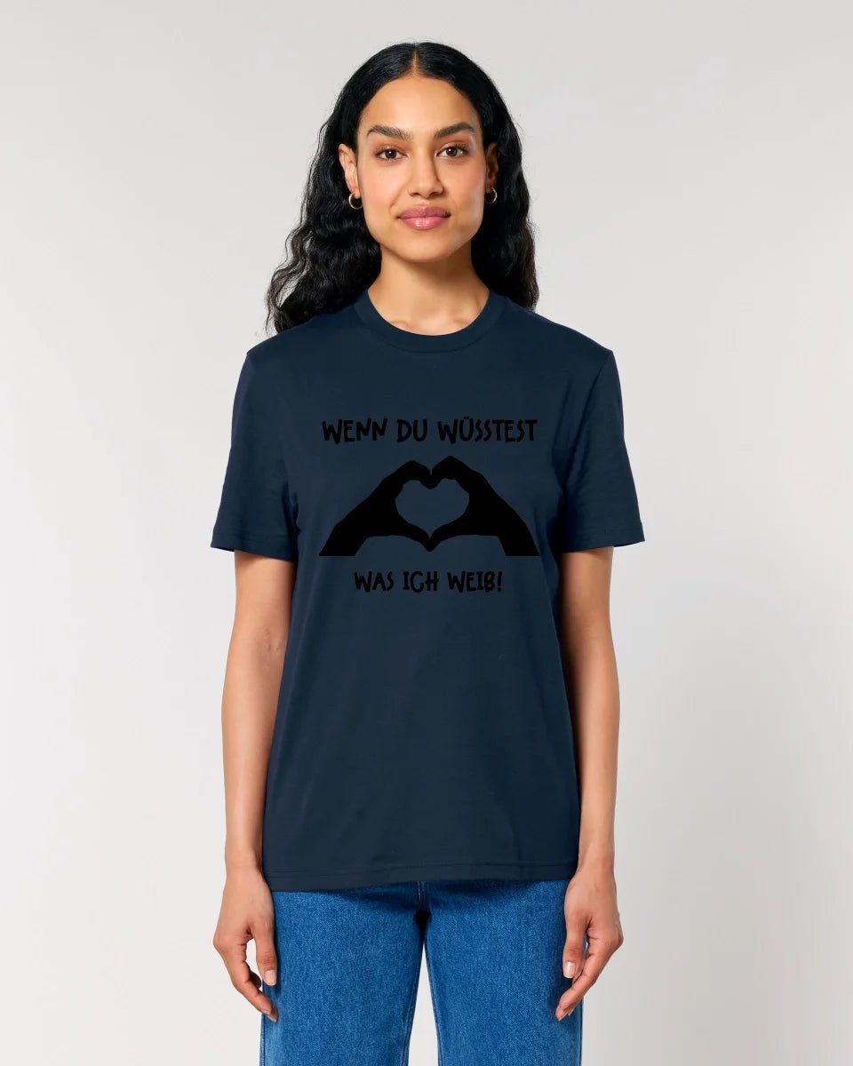 Keine Frage, ich liebe Dich auch! • Hände • personalisierter Text • Unisex Premium T-Shirt XS - 5XL aus Bio - Baumwolle für Damen & Herren • Exklusivdesign • personalisiert von HalloGeschenk.de