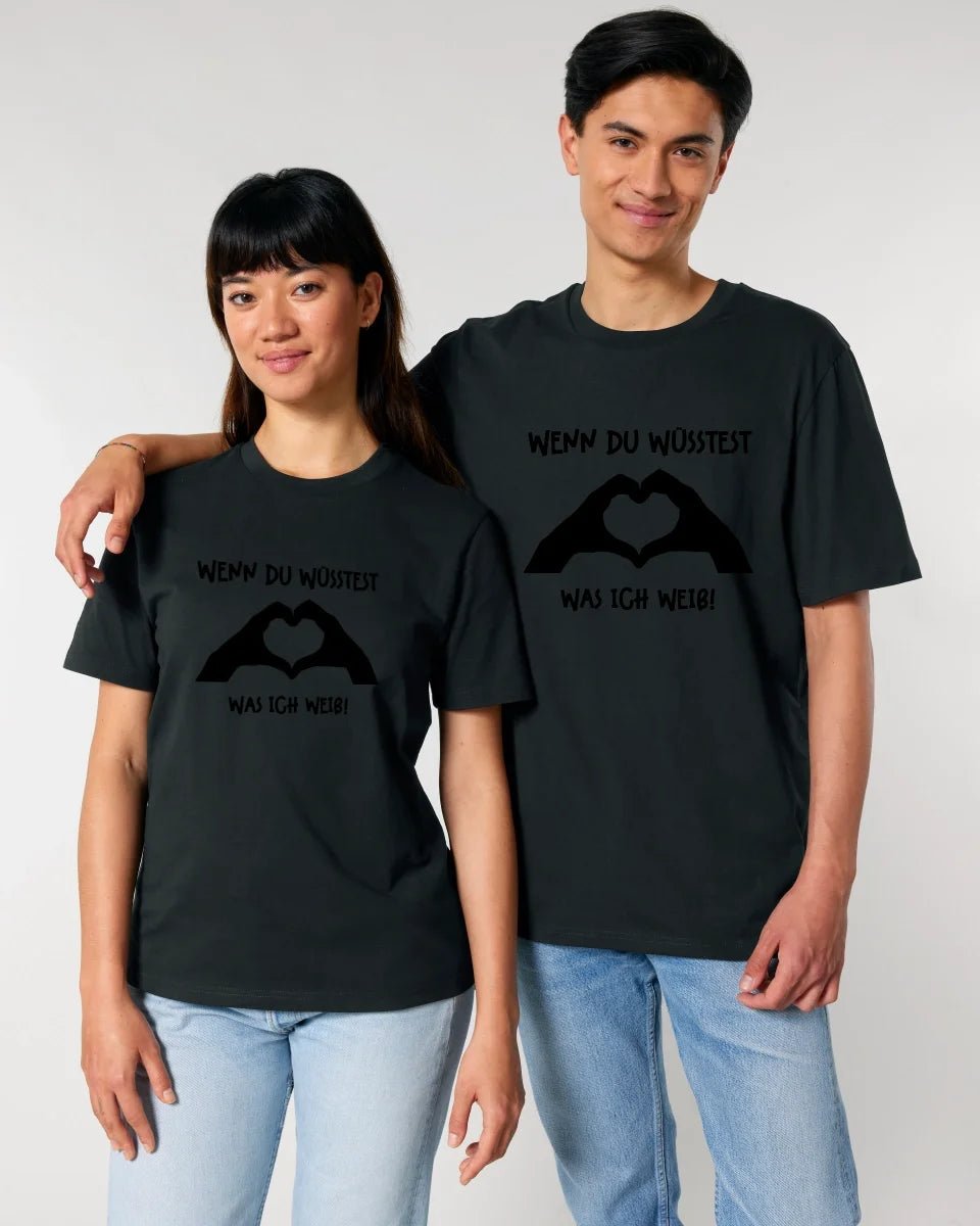 Keine Frage, ich liebe Dich auch! • Hände • personalisierter Text • Unisex Premium T-Shirt XS - 5XL aus Bio - Baumwolle für Damen & Herren • Exklusivdesign • personalisiert von HalloGeschenk.de