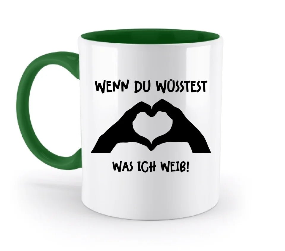 Keine Frage, ich liebe Dich auch! • Hände • personalisierter Text • zweifarbige Tasse 330ml mit farbigem Innendruck (spülmaschinengeeignet) von HalloGeschenk.de