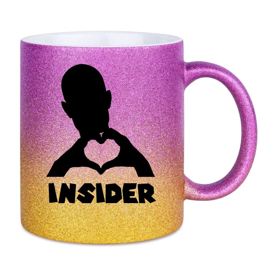 Keine Frage, ich liebe Dich auch! • Insider • personalisierter Text • Glitzertasse mit Farbverlauf