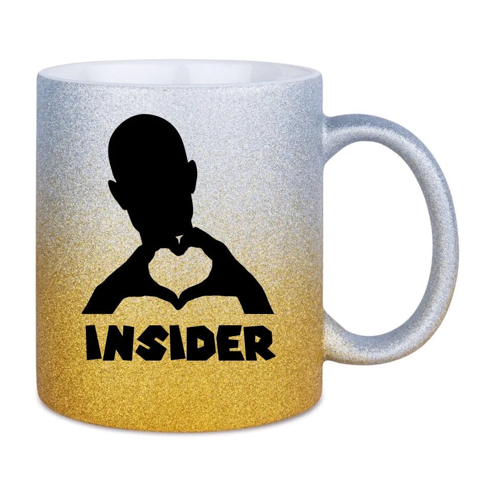 Keine Frage, ich liebe Dich auch! • Insider • personalisierter Text • Glitzertasse mit Farbverlauf