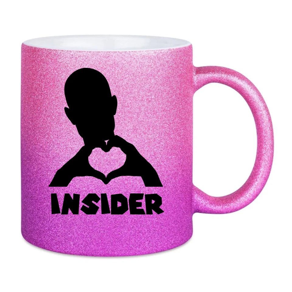 Keine Frage, ich liebe Dich auch! • Insider • personalisierter Text • Glitzertasse mit Farbverlauf von HalloGeschenk.de