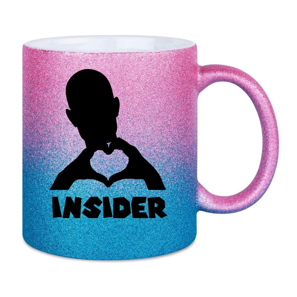 Keine Frage, ich liebe Dich auch! • Insider • personalisierter Text • Glitzertasse mit Farbverlauf