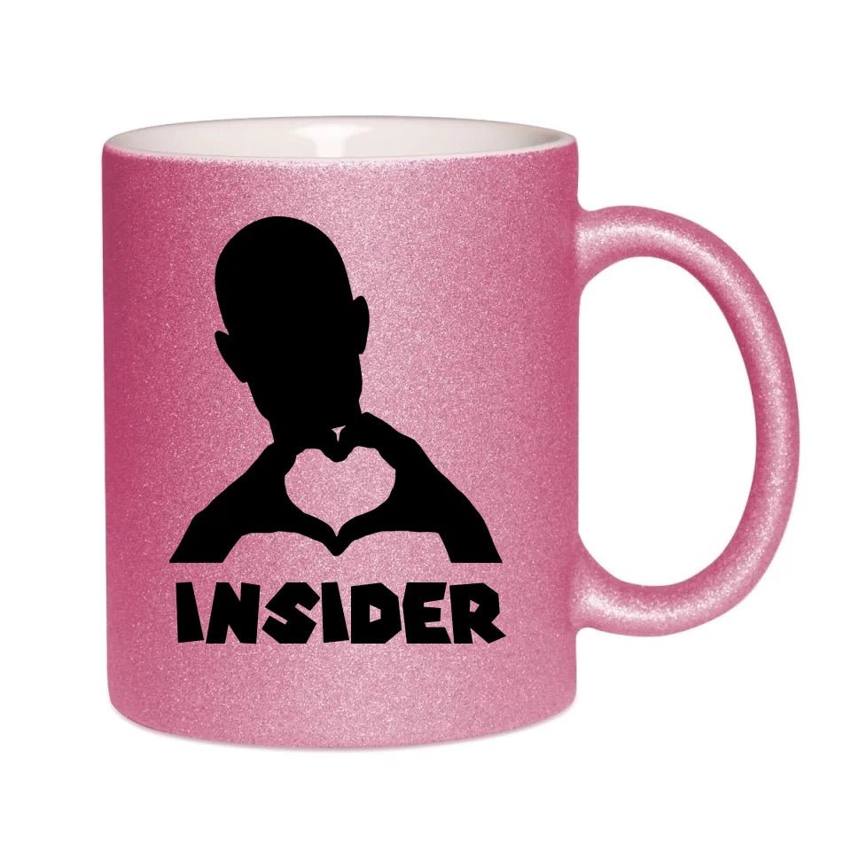 Keine Frage, ich liebe Dich auch! • Insider • personalisierter Text • Glitzertasse ohne Farbverlauf von HalloGeschenk.de