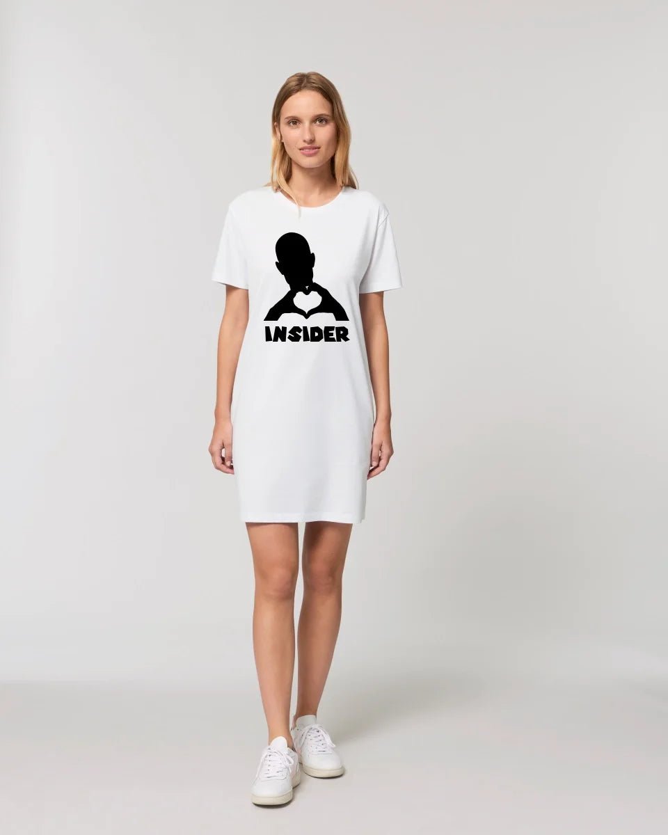 Keine Frage, ich liebe Dich auch! • Insider • personalisierter Text • Ladies Premium T-Shirt Kleid aus Bio - Baumwolle S - 2XL • Exklusivdesign • personalisiert von HalloGeschenk.de