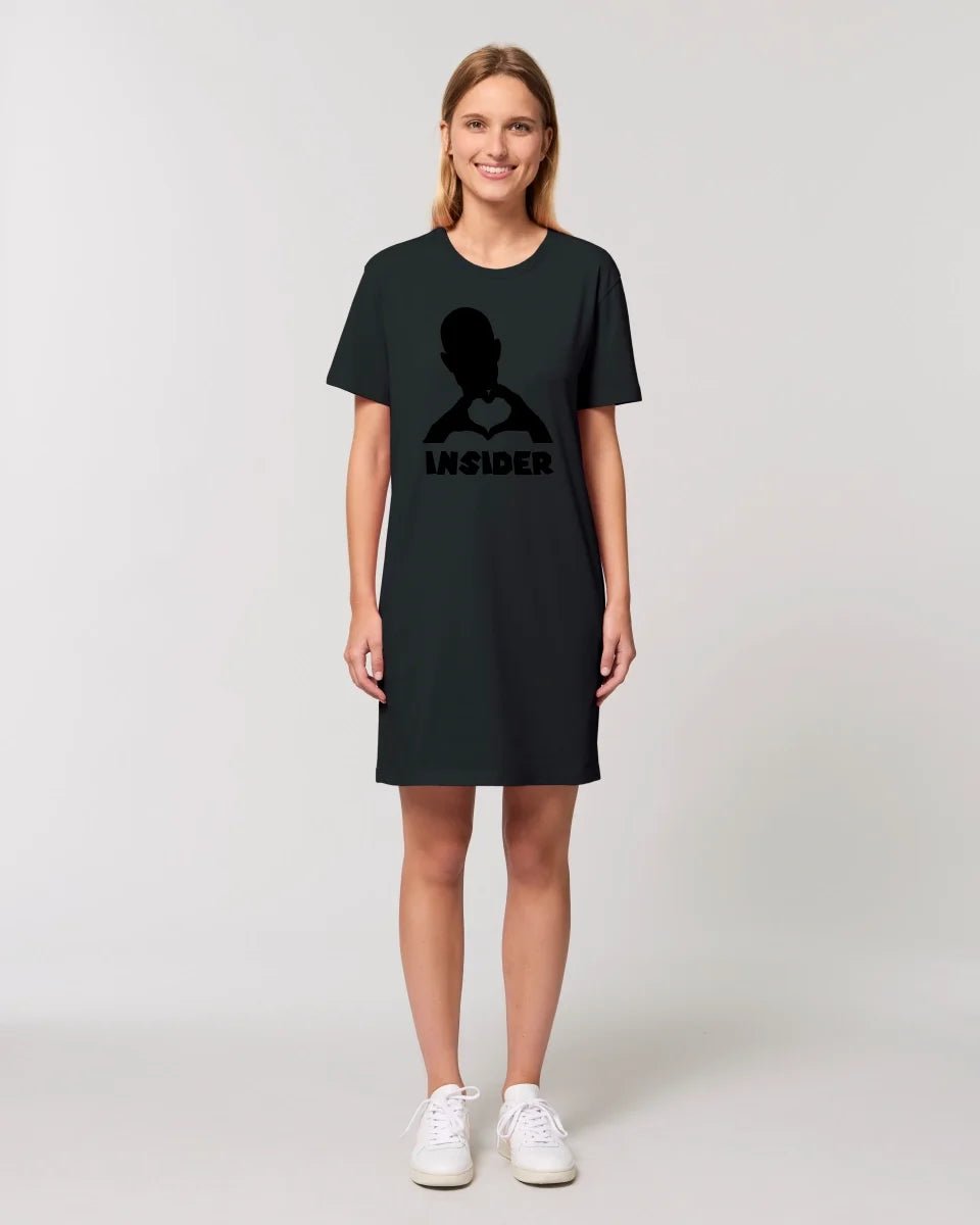 Keine Frage, ich liebe Dich auch! • Insider • personalisierter Text • Ladies Premium T-Shirt Kleid aus Bio - Baumwolle S - 2XL • Exklusivdesign • personalisiert von HalloGeschenk.de