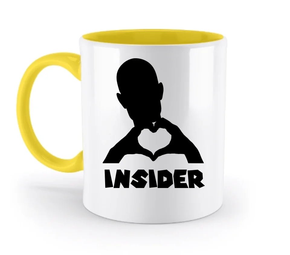 Keine Frage, ich liebe Dich auch! • Insider • personalisierter Text • zweifarbige Tasse 330ml mit farbigem Innendruck (spülmaschinengeeignet) von HalloGeschenk.de