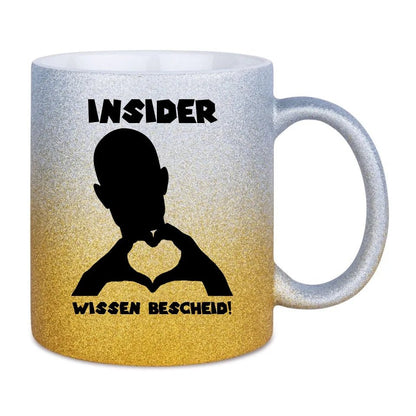 Keine Frage, ich liebe Dich auch! • Mann • personalisierter Text • Glitzertasse mit Farbverlauf von HalloGeschenk.de