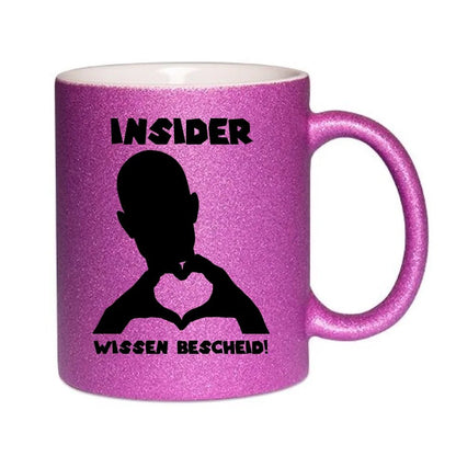 Keine Frage, ich liebe Dich auch! • Mann • personalisierter Text • Glitzertasse ohne Farbverlauf von HalloGeschenk.de