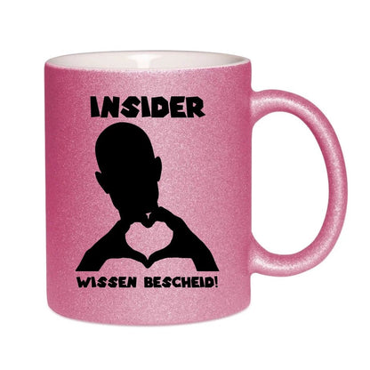 Keine Frage, ich liebe Dich auch! • Mann • personalisierter Text • Glitzertasse ohne Farbverlauf von HalloGeschenk.de