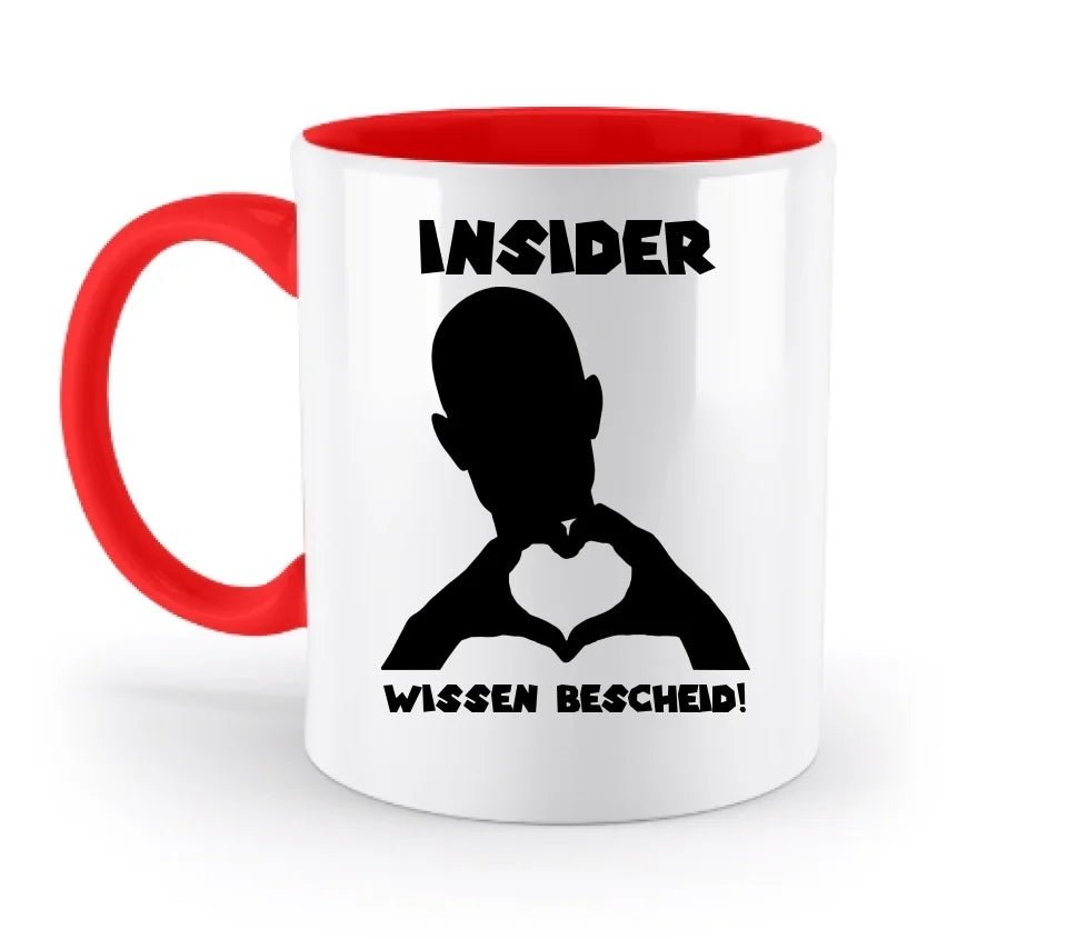 Keine Frage, ich liebe Dich auch! • personalisierter Text • zweifarbige Tasse 330ml mit farbigem Innendruck (spülmaschinengeeignet) von HalloGeschenk.de