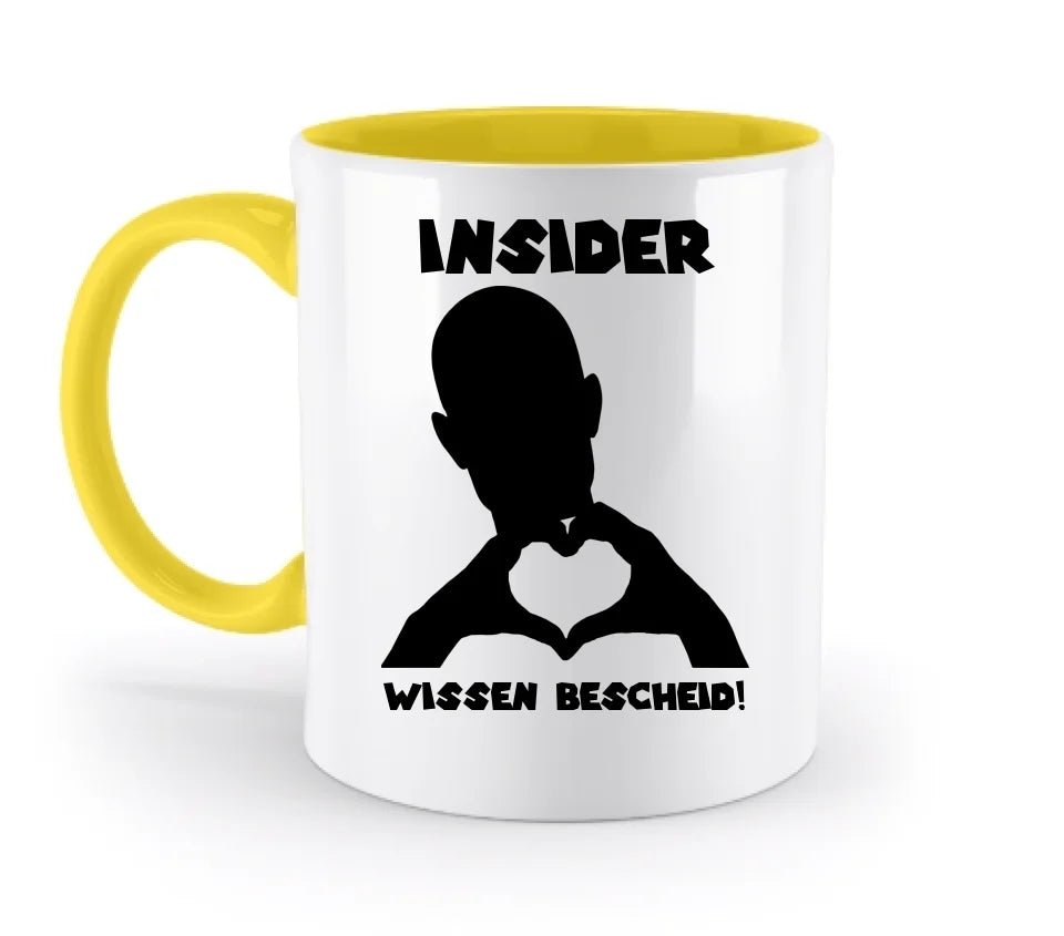 Keine Frage, ich liebe Dich auch! • personalisierter Text • zweifarbige Tasse 330ml mit farbigem Innendruck (spülmaschinengeeignet) von HalloGeschenk.de