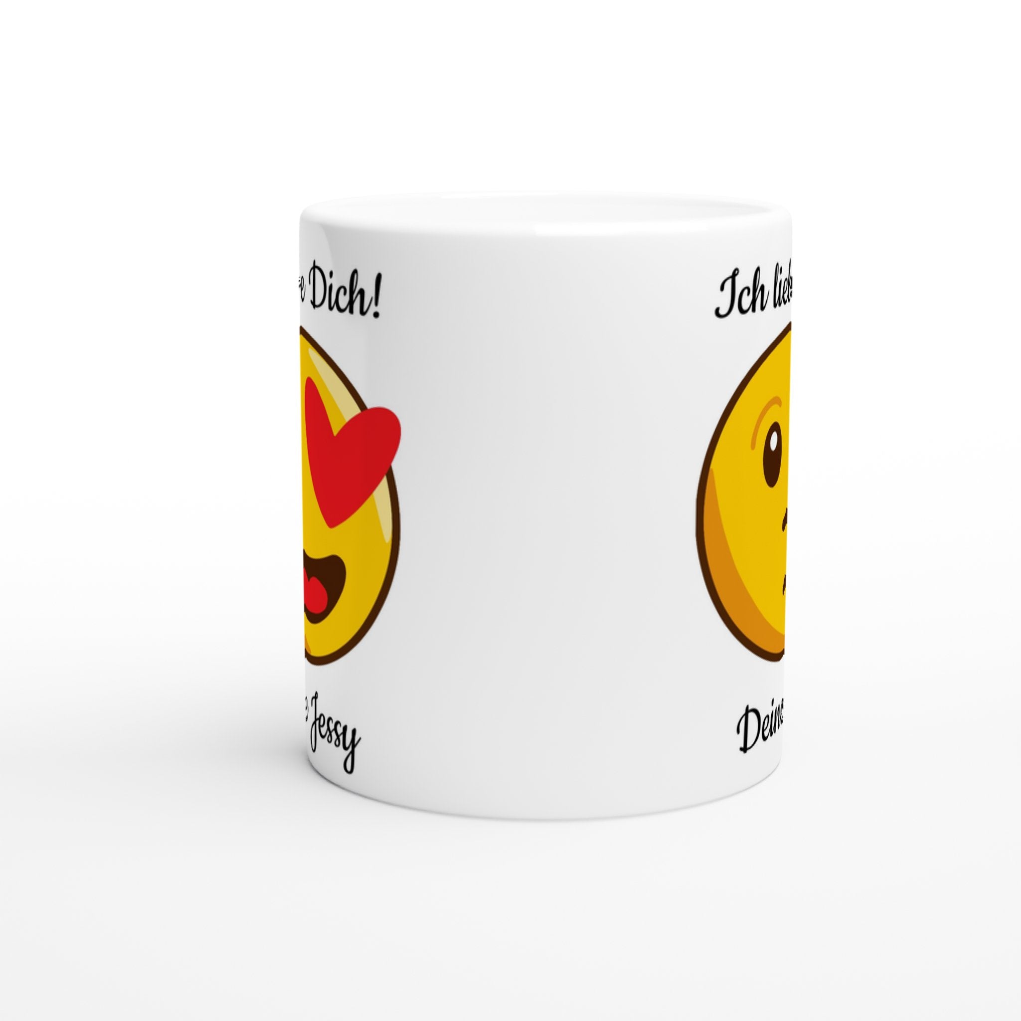 Mit 3D - Vorschau: Love Emoticon Herz • personalisierbar • zweifarbige Tasse • spülmaschinengeeignet von HalloGeschenk.de