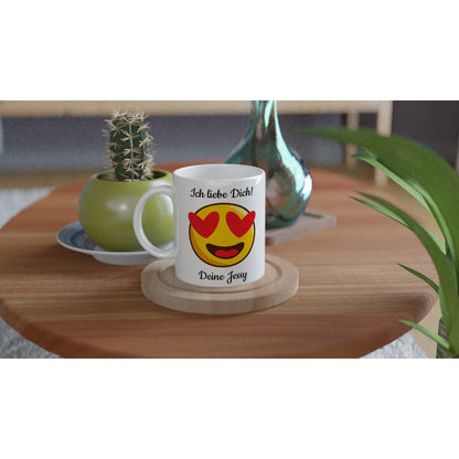 Mit 3D - Vorschau: Love Emoticon Herz • personalisierbar • zweifarbige Tasse • spülmaschinengeeignet von HalloGeschenk.de