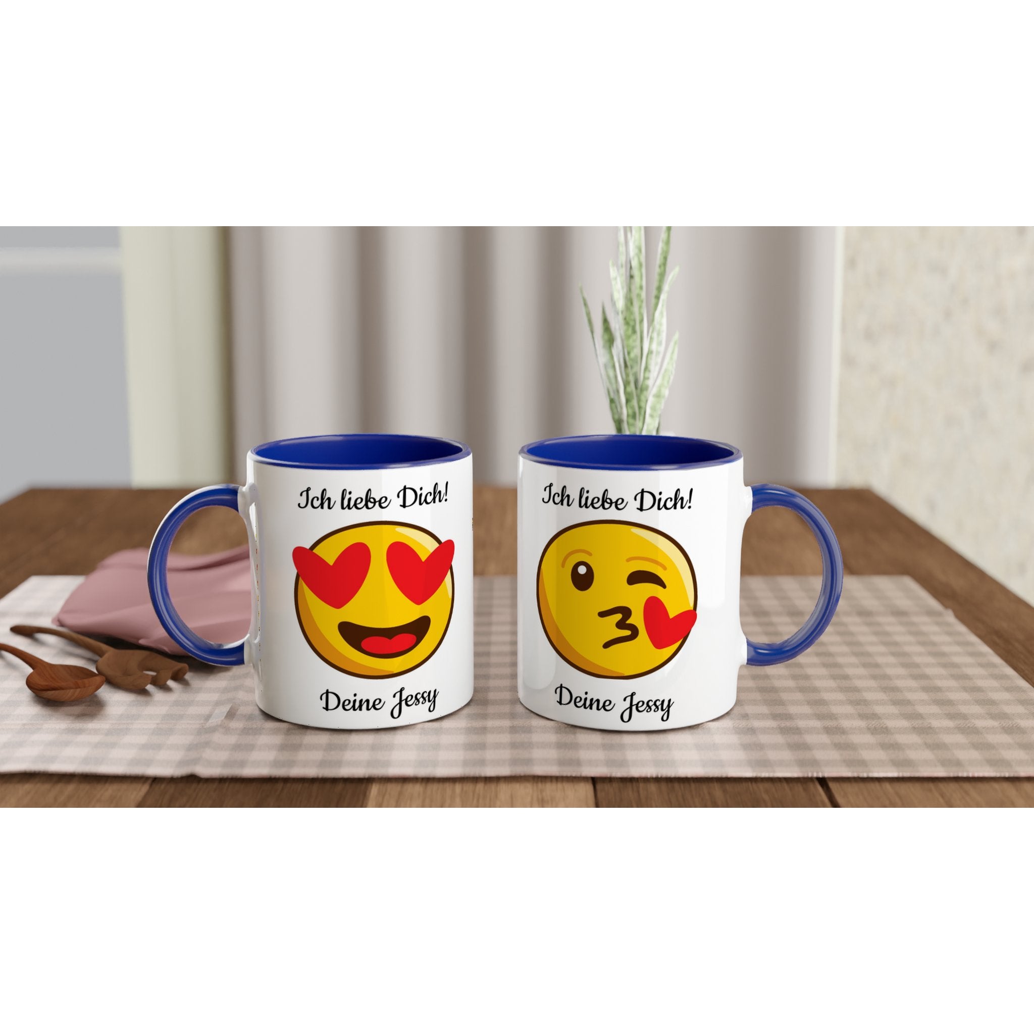 Mit 3D - Vorschau: Love Emoticon Herz • personalisierbar • zweifarbige Tasse • spülmaschinengeeignet von HalloGeschenk.de