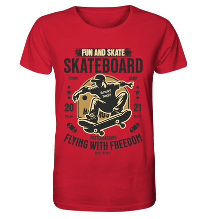 Skater mit Wunschname • Skateboard • Unisex Premium T-Shirt XS - 5XL aus Bio - Baumwolle für Damen & Herren • Exklusivdesign • personalisiert von HalloGeschenk.de