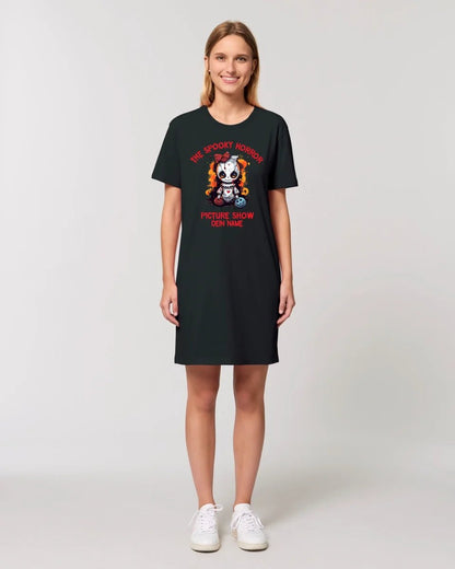 The Spooky Horror Picture Show + Name • Damen • Frau • Ladies Premium T-Shirt Kleid aus Bio - Baumwolle S - 2XL • Exklusivdesign • personalisiert • Halloween von HalloGeschenk.de