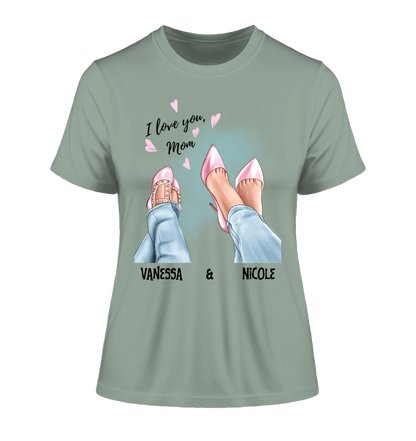 Tochter & Mutter • Schuhe • Beste Mama • Ladies Premium T-Shirt XS - 2XL aus Bio - Baumwolle für Damen • Exklusivdesign • personalisiert • Motivauswahl • personalisierbar von HalloGeschenk.de